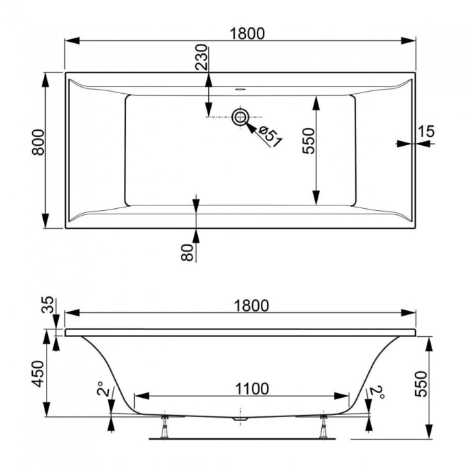 Ванна акриловая Vagnerplast Veronela 180x80 VPBA180VEA2X-04 Ванна акриловая Vagnerplast Veronela 180x80 VPBA180VEA2X-04