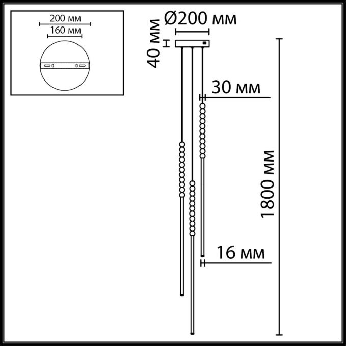 Светильник IP20 LED 32W 2200Лм 3500K 300° 220V MONELLA HIGHTECH ODL26 221 ODEON LIGHT 7149/33L, схема товара Светильник IP20 LED 32W 2200Лм 3500K 300° 220V MONELLA HIGHTECH ODL26 221 ODEON LIGHT 7149/33L, схема товара