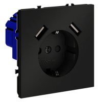 Розетка встраиваемая VOLTUM S70 с заземлением и защитными шторками, 16А, с USB, A+A, (черный матовый, Voltum, VLS040408 Розетка встраиваемая VOLTUM S70 с заземлением и защитными шторками, 16А, с USB, A+A, (черный матовый, Voltum, VLS040408