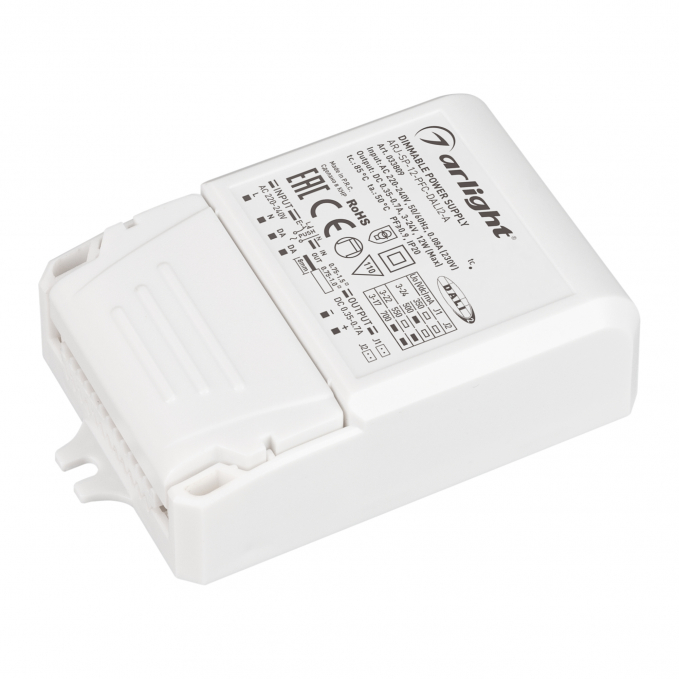 Блок питания ARJ-SP-12-PFC-DALI2-A (12W, 3-24V, 0.35-0.7A), Arlight, 033809, изображение 1 Блок питания ARJ-SP-12-PFC-DALI2-A (12W, 3-24V, 0.35-0.7A), Arlight, 033809, изображение 1