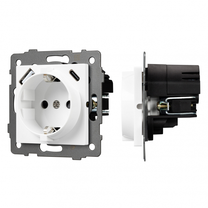 Механизм розетки с быстрой USB зарядкой SCT-MUAC-PL-WH-V (250V, 16A), Arlight, 049822, изображение 1 Механизм розетки с быстрой USB зарядкой SCT-MUAC-PL-WH-V (250V, 16A), Arlight, 049822, изображение 1