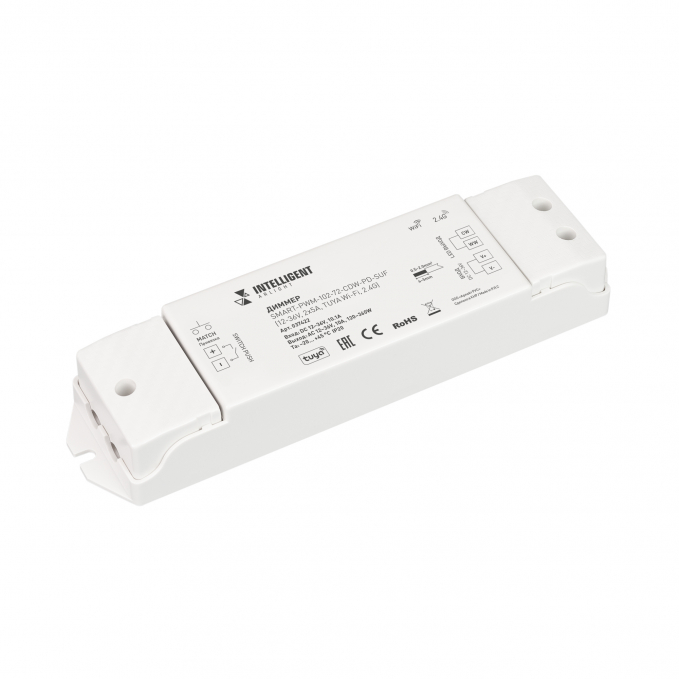 INTELLIGENT ARLIGHT Диммер SMART-PWM-102-72-CDW-PD-SUF (12-36V, 2x5A, TUYA Wi-Fi, 2.4G), Arlight, 037422, изображение 1 INTELLIGENT ARLIGHT Диммер SMART-PWM-102-72-CDW-PD-SUF (12-36V, 2x5A, TUYA Wi-Fi, 2.4G), Arlight, 037422, изображение 1
