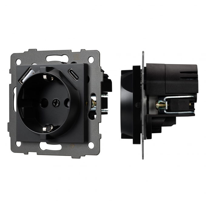 Механизм розетки с USB зарядкой SCT-MUAC-PL-BK-V (250V, 16A), Arlight, 049830, изображение 1 Механизм розетки с USB зарядкой SCT-MUAC-PL-BK-V (250V, 16A), Arlight, 049830, изображение 1