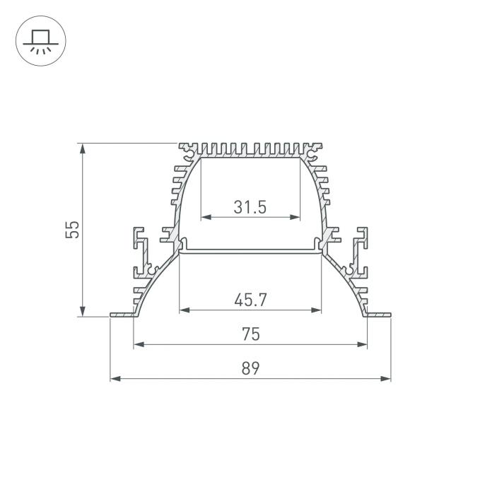 Профиль ARH-POWER-W90-F-COMFORT-2000 ANOD, Arlight, 036357, изображение 3 Профиль ARH-POWER-W90-F-COMFORT-2000 ANOD, Arlight, 036357, изображение 3