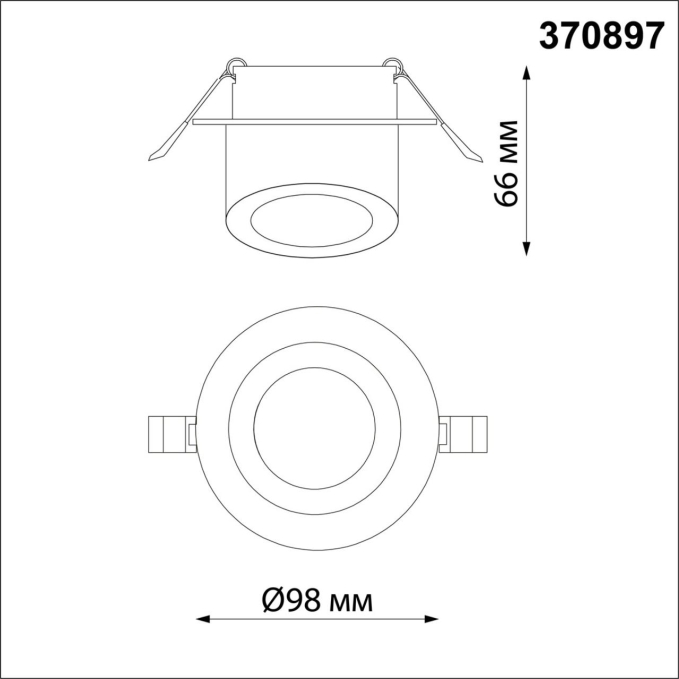 Светильник встраиваемый IP20 GU10 9W 220V LIRIO SPOT NT22 581 NOVOTECH 370897, схема товара Светильник встраиваемый IP20 GU10 9W 220V LIRIO SPOT NT22 581 NOVOTECH 370897, схема товара