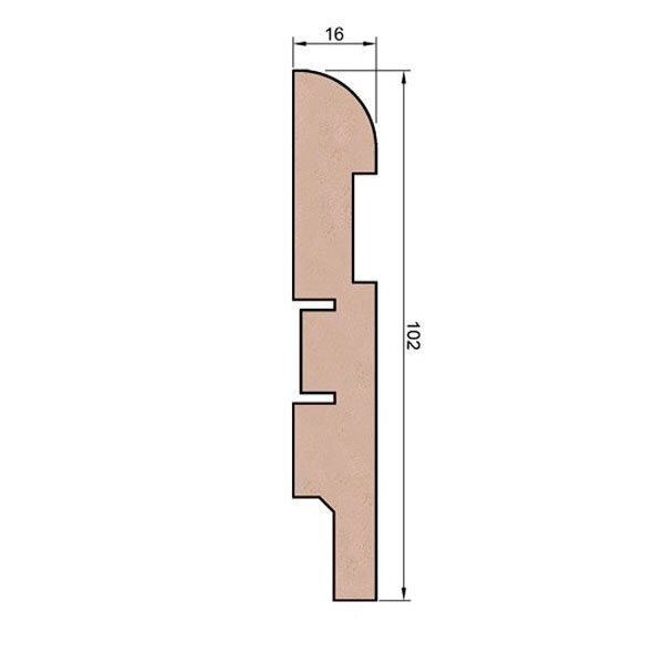 Плинтус Cosca Decor AP29 под покраску, с пазом под 20 молдинг, 102x16x2400 мм, МДФ