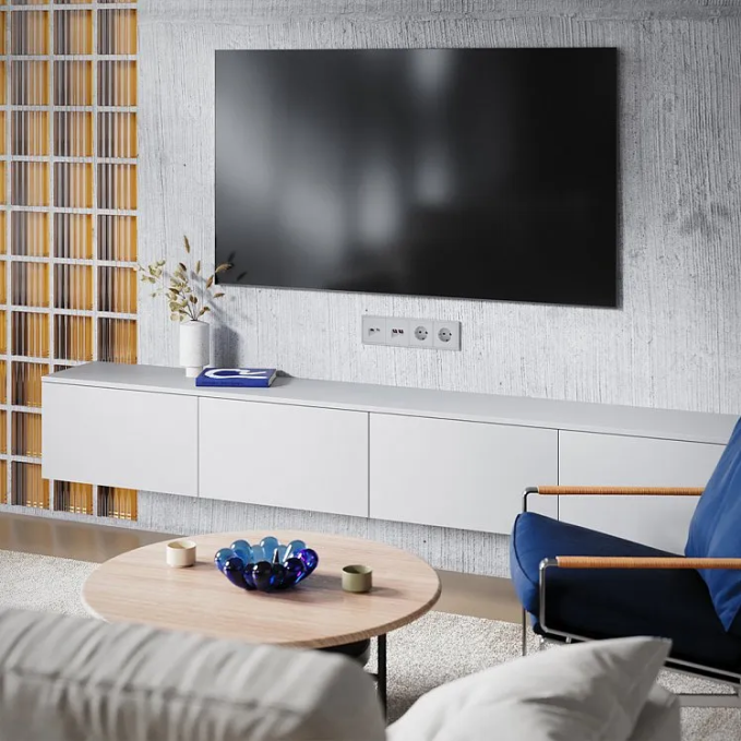 Накладка для розетки TV+RJ45 кат. 6, S70 (серый), Voltum, VLS002716