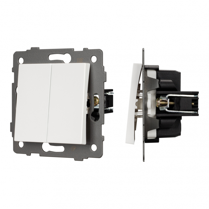 Механизм выключателя двухклавишный непроходной SWT-MK02-PL-WH-V (250V, 10A), Arlight, 049887, изображение 1 Механизм выключателя двухклавишный непроходной SWT-MK02-PL-WH-V (250V, 10A), Arlight, 049887, изображение 1