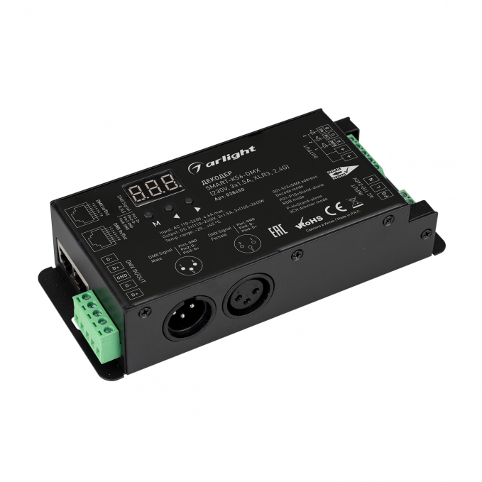 Декодер SMART-K56-DMX (230V, 3x1.5A, XLR3, 2.4G), Arlight, 028450, изображение 1 Декодер SMART-K56-DMX (230V, 3x1.5A, XLR3, 2.4G), Arlight, 028450, изображение 1