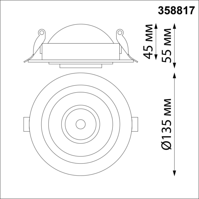 Светильник встраиваемый светодиодный IP20 LED 18W 1600Лм 4000K 220V GESSO SPOT NT21 530 NOVOTECH 358817, схема товара