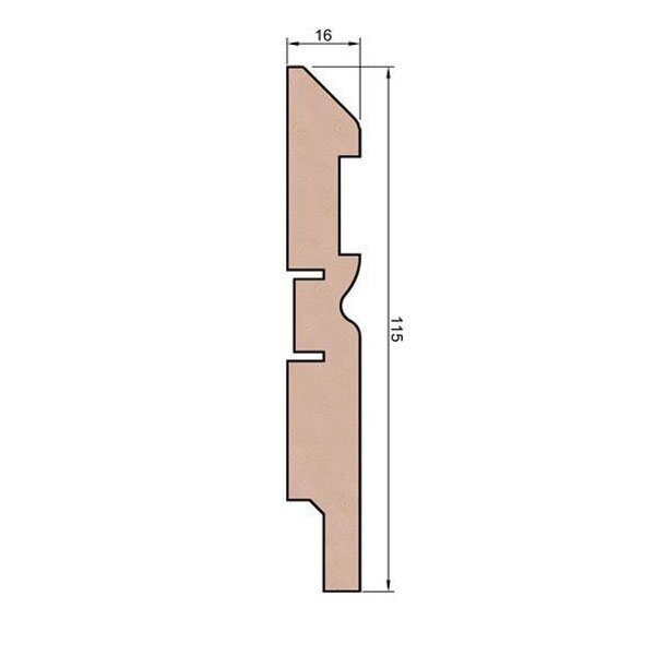 Плинтус Cosca Decor AP30 под покраску, с пазом под 20 молдинг, 115x16x2400 мм, МДФ