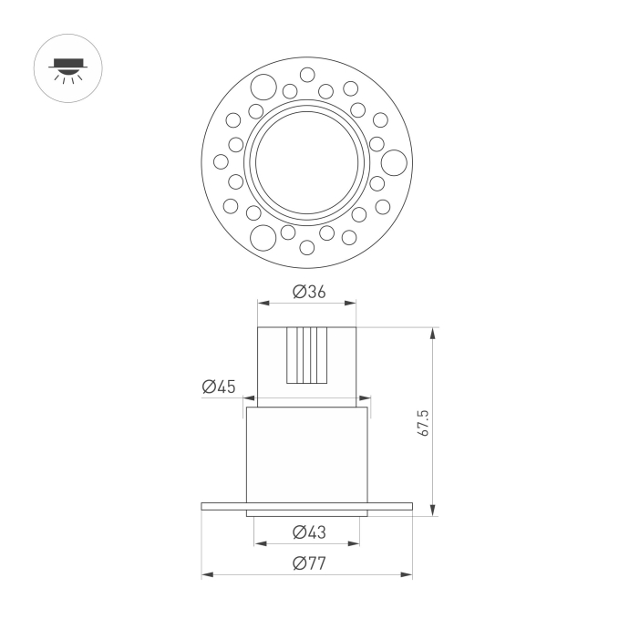 Светильник MS-INVISIO-TRIMLESS-R45-10W Warm2700 (WH-WH, 36 deg, 230V), Arlight, 061925, изображение 2
