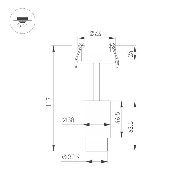 Светильник ART-NEMO-BUILT-ZOOM-R38-5W Warm3000 (BK, 10-55 deg, 24V), Arlight, 049777