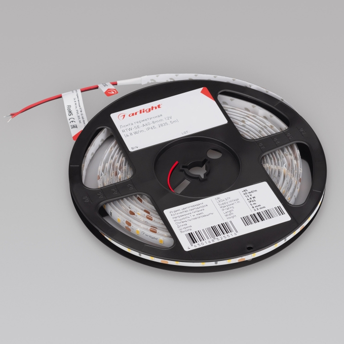 Светодиодная лента герметичная RTW-SE-A60-8mm 12V Cool 10K (4.8 W/m, IP65, 2835, 5m), Arlight, 016836(2), изображение 3 Светодиодная лента герметичная RTW-SE-A60-8mm 12V Cool 10K (4.8 W/m, IP65, 2835, 5m), Arlight, 016836(2), изображение 3