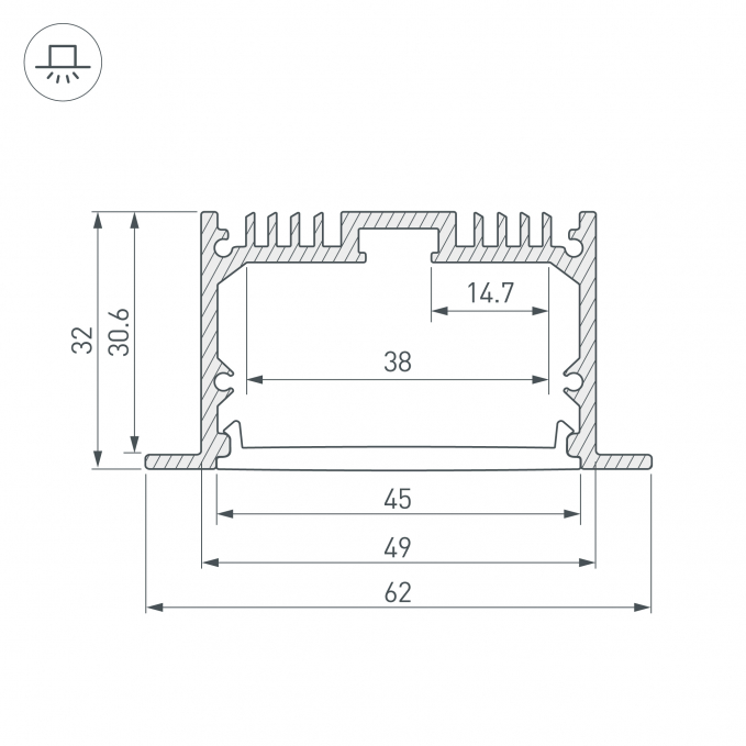 Профиль с экраном SL-LINIA62-F-2500 ANOD+OPAL, Arlight, 020470, изображение 4 Профиль с экраном SL-LINIA62-F-2500 ANOD+OPAL, Arlight, 020470, изображение 4