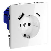 Розетка встраиваемая VOLTUM S70 с заземлением и защитными шторками, 16А, с USB, A+С, (белый глянцевы, Voltum, VLS040501 Розетка встраиваемая VOLTUM S70 с заземлением и защитными шторками, 16А, с USB, A+С, (белый глянцевы, Voltum, VLS040501
