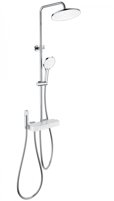 Душевая стойка со смесителем Wonzon & Woghand Muse Forte WW-B3580-CR хром глянцевая с термостатом и гигиеническим душем Душевая стойка со смесителем Wonzon & Woghand Muse Forte WW-B3580-CR хром глянцевая с термостатом и гигиеническим душем