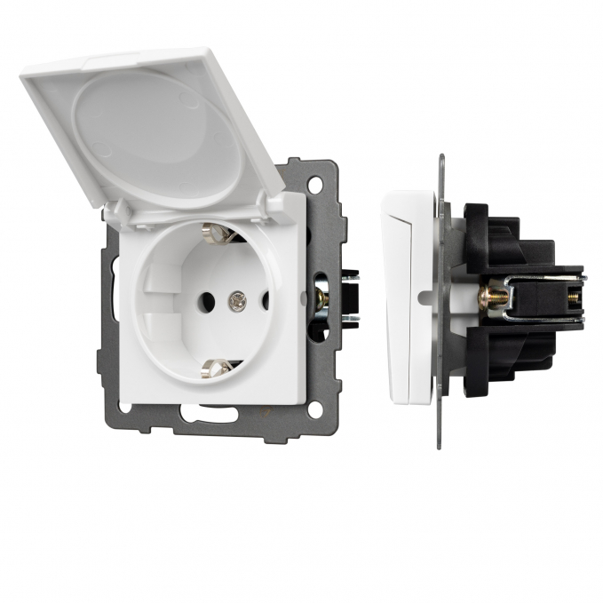 Механизм розетки влагозащищённый SCT-MCP-PL-WH-V (250V, 16A), Arlight, 049833, изображение 1