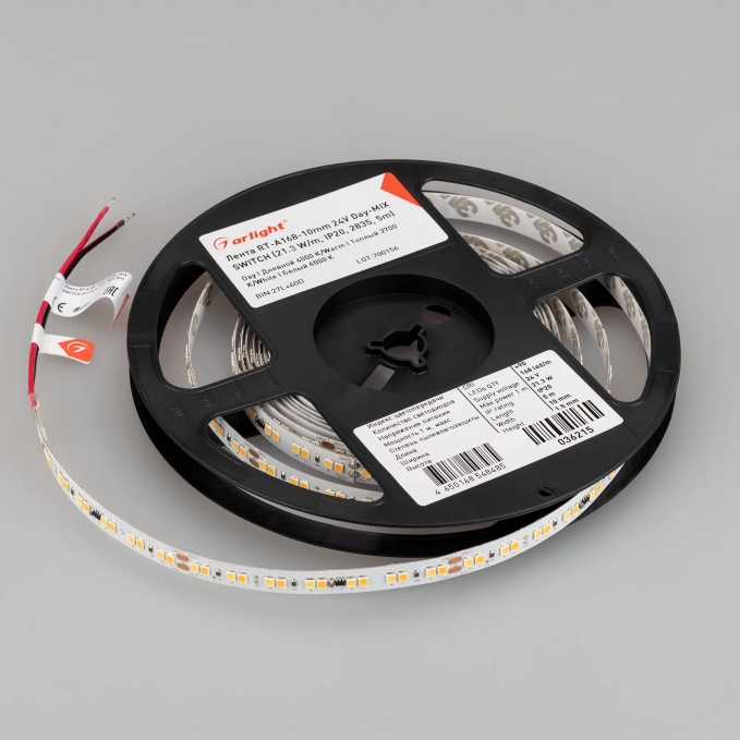 Светодиодная лента RT-A168-10mm 24V Day-MIX SWITCH (21.3 W/m, IP20, 2835, 5m), Arlight, 036215, изображение 5 Светодиодная лента RT-A168-10mm 24V Day-MIX SWITCH (21.3 W/m, IP20, 2835, 5m), Arlight, 036215, изображение 5