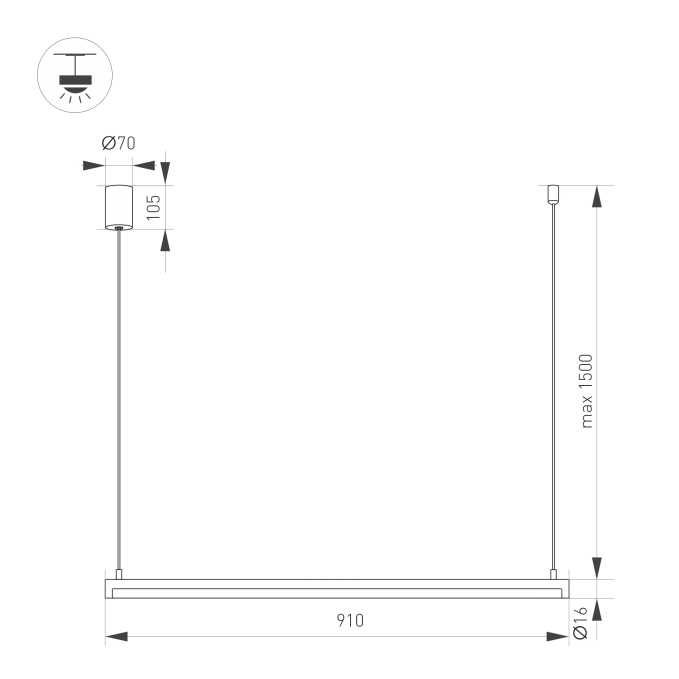 Светильник SP-UMBRA-HANG-H-L900-15W Day4000 (GD, 120 deg, 230V), Arlight, 036946, изображение 2