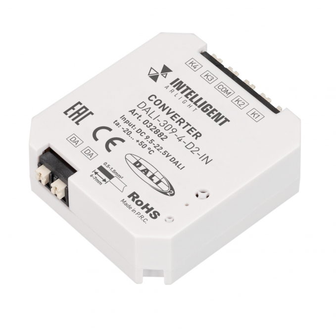 INTELLIGENT ARLIGHT Конвертер DALI-309-4-D2-IN (DALI-BUS, Free purpose), Arlight, 032882, изображение 1 INTELLIGENT ARLIGHT Конвертер DALI-309-4-D2-IN (DALI-BUS, Free purpose), Arlight, 032882, изображение 1