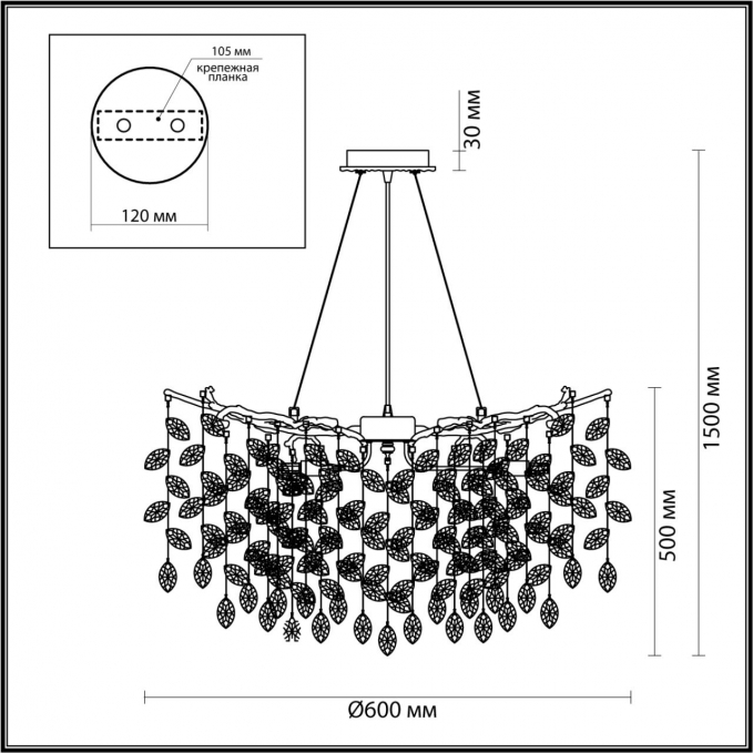 Люстра G9 10*40W DELICA HALL ODL24 615 ODEON LIGHT 4970/10, схема товара Люстра G9 10*40W DELICA HALL ODL24 615 ODEON LIGHT 4970/10, схема товара