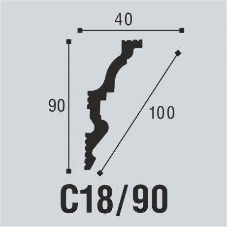 Плинтус потолочный Bello Deco C18/90 90x40