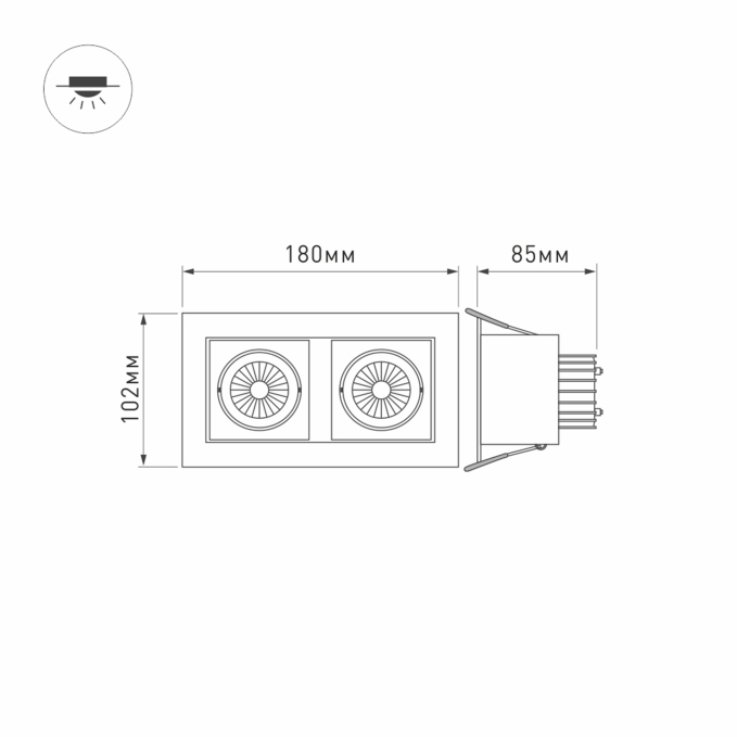 Светильник CL-KARDAN-S180x102-2x9W Day (WH-BK, 38 deg), Arlight, 024129, изображение 7 Светильник CL-KARDAN-S180x102-2x9W Day (WH-BK, 38 deg), Arlight, 024129, изображение 7