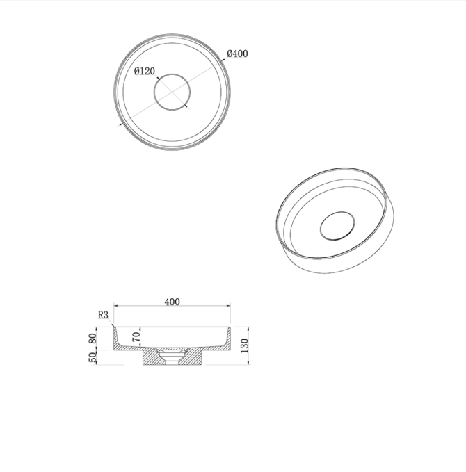 Накладная раковина Boheme Corian 40 см 801-MW белая Накладная раковина Boheme Corian 40 см 801-MW белая