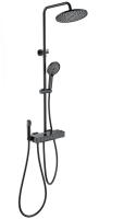 Душевая стойка со смесителем Wonzon & Woghand Muse Forte WW-B3580-MB черная матовая с термостатом и гигиеническим душем Душевая стойка со смесителем Wonzon & Woghand Muse Forte WW-B3580-MB черная матовая с термостатом и гигиеническим душем