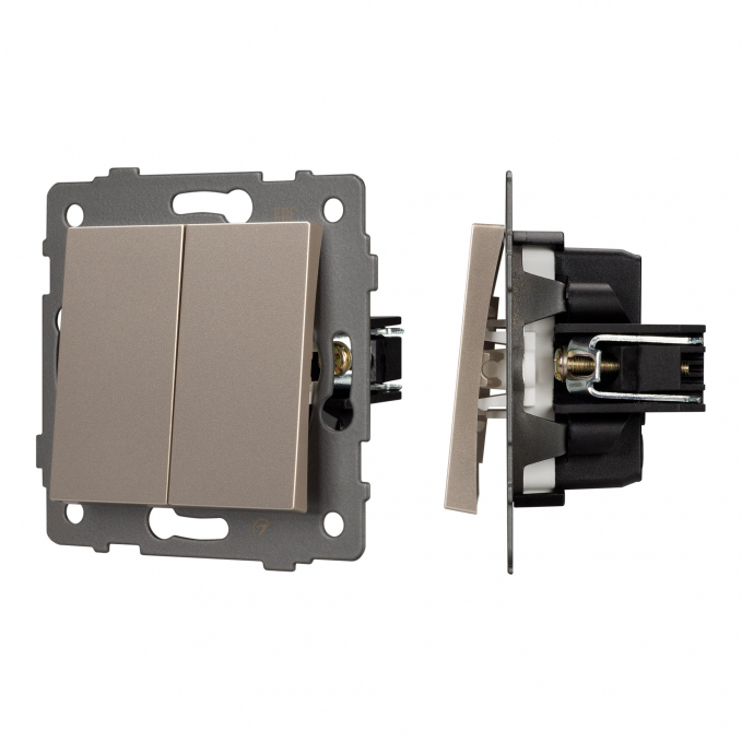 Механизм выключателя двухклавишный непроходной SWT-MK02-PL-GD-V (250V, 10A), Arlight, 049890, изображение 1 Механизм выключателя двухклавишный непроходной SWT-MK02-PL-GD-V (250V, 10A), Arlight, 049890, изображение 1