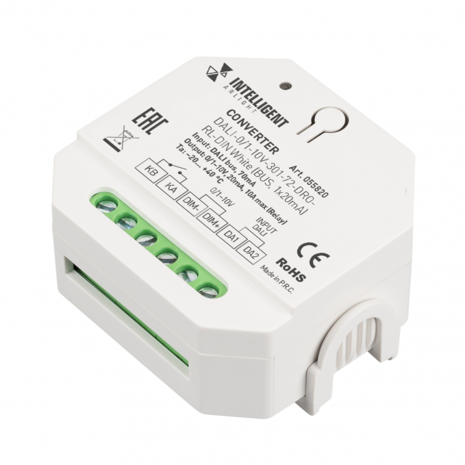 INTELLIGENT ARLIGHT Конвертер DALI-0/1-10V-301-72-DRO-RL-DIN White (BUS, 1x20mA), Arlight, 055820, изображение 1 INTELLIGENT ARLIGHT Конвертер DALI-0/1-10V-301-72-DRO-RL-DIN White (BUS, 1x20mA), Arlight, 055820, изображение 1