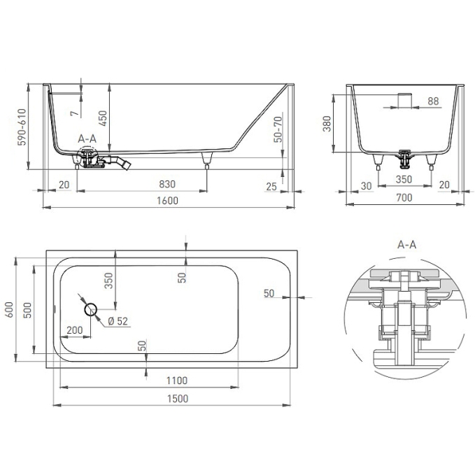 Ванна из искусственного камня Salini Orlanda Kit 160x70 102125M белая матовая встраиваемая Ванна из искусственного камня Salini Orlanda Kit 160x70 102125M белая матовая встраиваемая