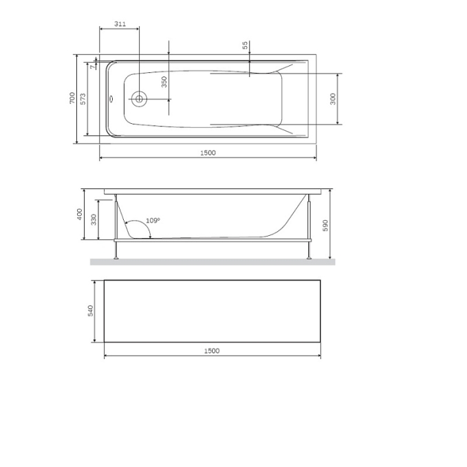 Панель для ванны AM.PM Gem W90A-150-070B-P Панель для ванны AM.PM Gem W90A-150-070B-P