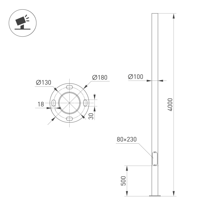 Опора фланцевая OXOR-OK2-D100-L4000 (BK), Arlight, 051319, изображение 2 Опора фланцевая OXOR-OK2-D100-L4000 (BK), Arlight, 051319, изображение 2