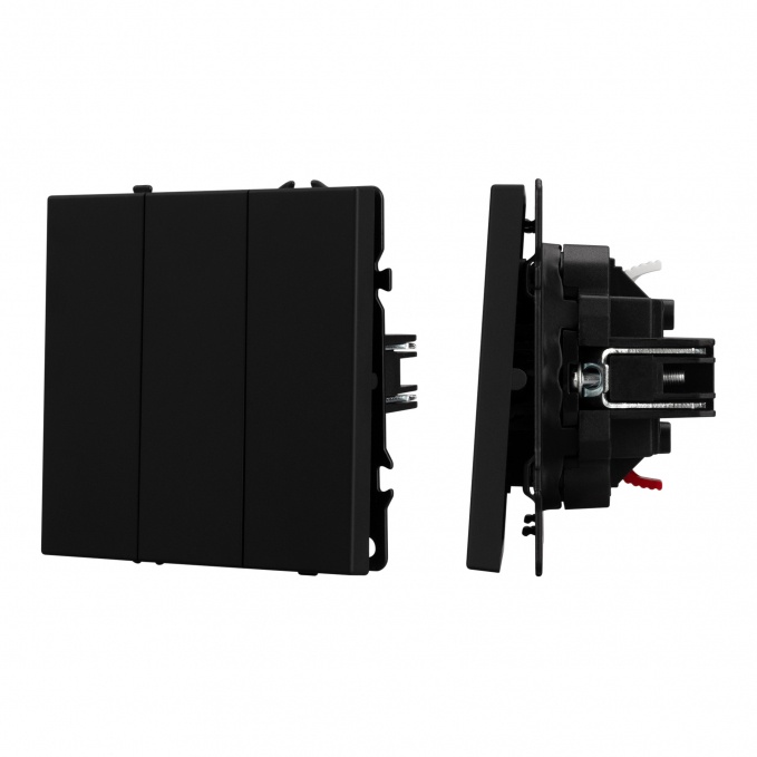 Механизм выключателя трехклавишный непроходной SWT-NOBE-MK03-SFPL-BK (230V, 10A), Arlight, 061796, изображение 1