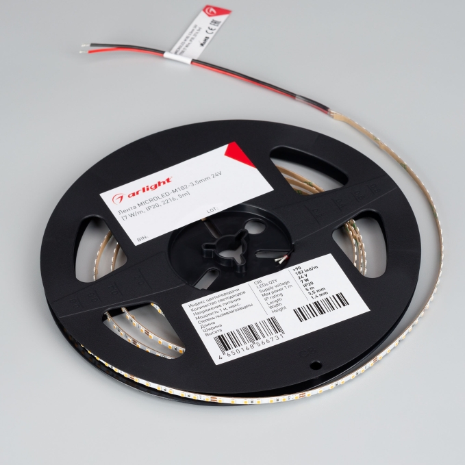Светодиодная лента MICROLED-M182-3.5mm 24V Day4000 (7 W/m, IP20, 2216, 5m), Arlight, 045008, изображение 3