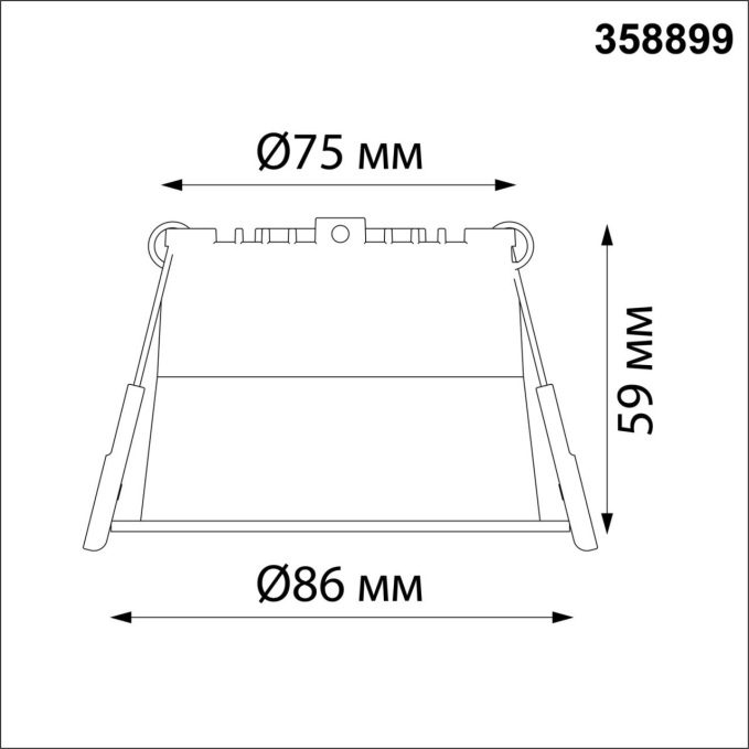 Светильник встраиваемый светодиодный IP20 LED 4000К 9W 220V TRAN SPOT NT22 536 NOVOTECH 358899, схема товара Светильник встраиваемый светодиодный IP20 LED 4000К 9W 220V TRAN SPOT NT22 536 NOVOTECH 358899, схема товара