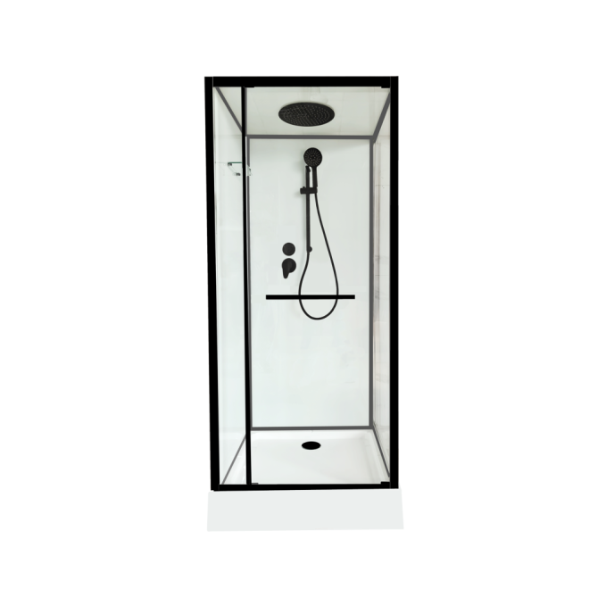 Душевая кабина Sapbox 90x90 SB9091-90-02-WTR-BL профиль черный, стекло прозрачное