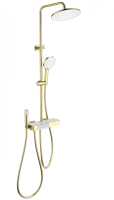 Душевая стойка со смесителем Wonzon & Woghand Muse Forte WW-B3580-BG золото брашированная с термостатом и гигиеническим душем Душевая стойка со смесителем Wonzon & Woghand Muse Forte WW-B3580-BG золото брашированная с термостатом и гигиеническим душем