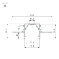 Профиль LINIA32-FANTOM-MID-2000 ANOD, Arlight, 058472