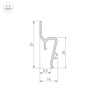 Профиль STRETCH-SHADOW-TECH-2000 BLACK (A2-DELTA), Arlight, 039509