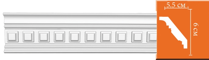 Карниз, плинтус потолочный с рисунком Decomaster 95126, 60x55x2400 мм Карниз, плинтус потолочный с рисунком Decomaster 95126, 60x55x2400 мм