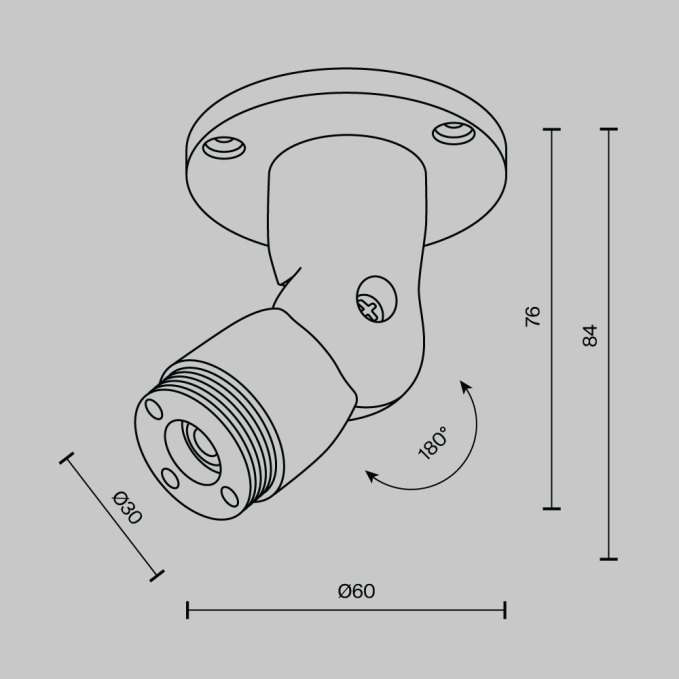 Шарнирное основание для накладного монтажа системы Shelf без ввода питания, C027CS-B, изображение 4