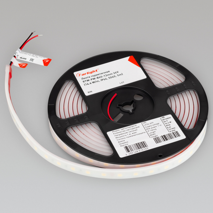 Светодиодная лента герметичная RTW-PW-B60-13mm 24V Day4000 (14.4 W/m, IP66, 5060, 5m), Arlight, 016181(2), изображение 3 Светодиодная лента герметичная RTW-PW-B60-13mm 24V Day4000 (14.4 W/m, IP66, 5060, 5m), Arlight, 016181(2), изображение 3