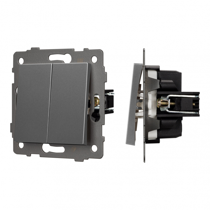 Механизм выключателя двухклавишный проходной SWT-MKP2-PL-GR-V (250V, 10A), Arlight, 049894, изображение 1 Механизм выключателя двухклавишный проходной SWT-MKP2-PL-GR-V (250V, 10A), Arlight, 049894, изображение 1