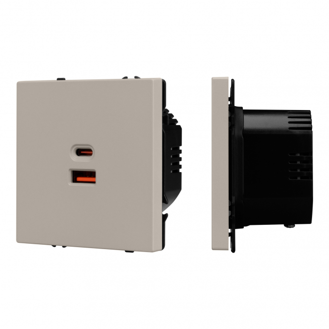 Механизм розетки с быстрой USB зарядкой SCT-NOBE-MUAC-SFPL-FC-CA (65W, QC3), Arlight, 059446, изображение 1