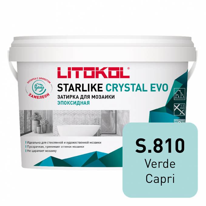 Затирка эпоксидная Litokol Starlike Crystal Evo S.810 Verde Capri, 5 кг Затирка эпоксидная Litokol Starlike Crystal Evo S.810 Verde Capri, 5 кг