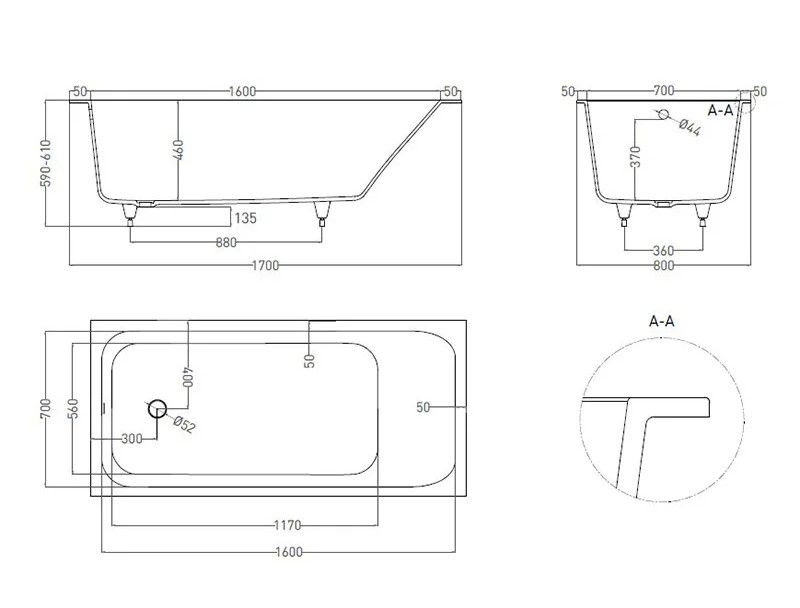 Ванна из искусственного камня Salini Orlanda Kit 170x80 102126M белая матовая встраиваемая