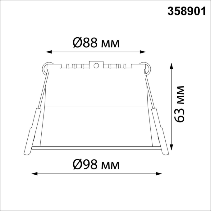 Светильник встраиваемый светодиодный IP20 LED 4000К 12W 220V TRAN SPOT NT22 536 NOVOTECH 358901, схема товара Светильник встраиваемый светодиодный IP20 LED 4000К 12W 220V TRAN SPOT NT22 536 NOVOTECH 358901, схема товара